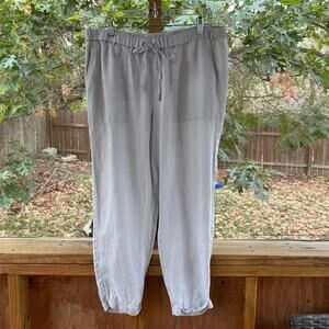 Pure Navy Women's Grey 100% Linen Pull On Pants Size L